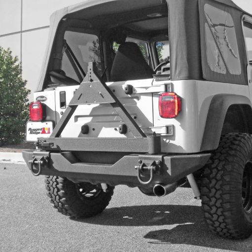 Picture of Rugged Ridge Tire Carrier XHD Rear Bumper 76 - 06 Jeep CJ Jeep Wrangler