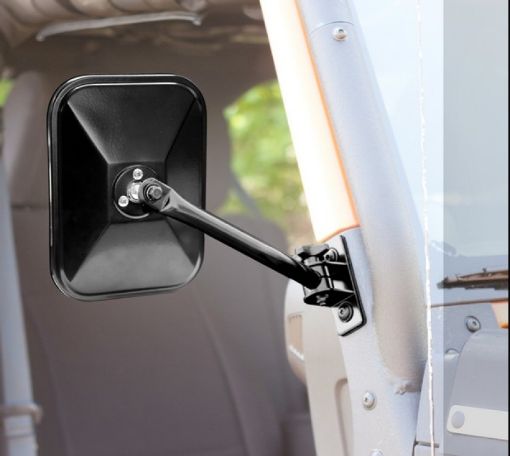 Picture of Rugged Ridge 97 - 18 Jeep Wrangler Black Rectangular Quick Release Mirror