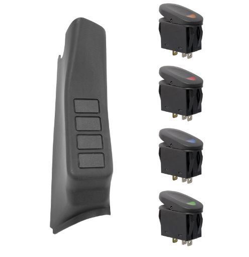 Picture of Rugged Ridge A - Pillar 4 Switch Pod Kit Black RHD 07 - 10 Jeep Wrangler