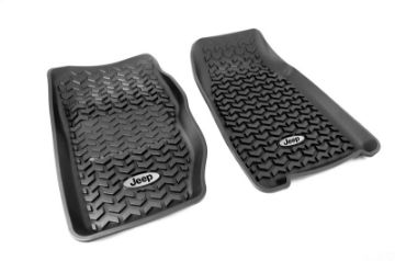 Picture of Rugged Ridge Floor Liner Front Black 1984 - 2001 Jeep Logo Cherokee XJ