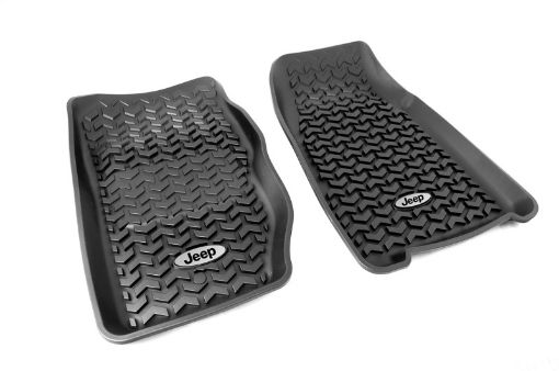 Picture of Rugged Ridge Floor Liner Front Black 1984 - 2001 Jeep Logo Cherokee XJ