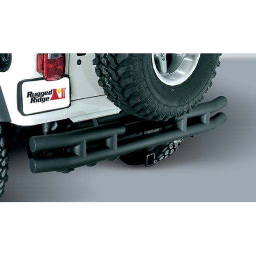 Picture of Rugged Ridge 3 - In Dbl Tube Rear Bumper w Hitch 87 - 06 Jeep Wrangler