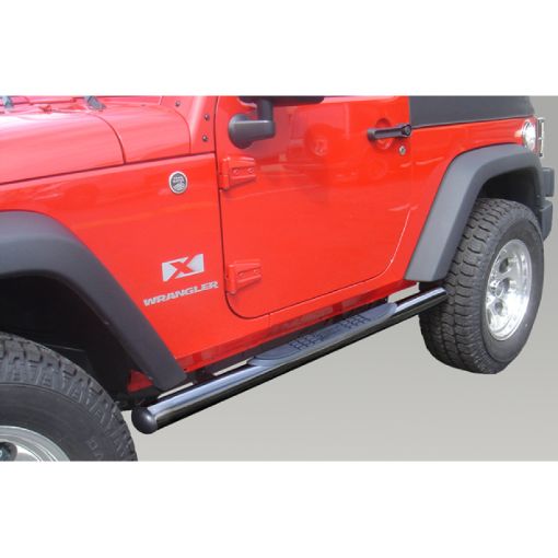Picture of Rugged Ridge 3 - In Round Side Steps Black 07 - 18 2 - Door Jeep Wrangler
