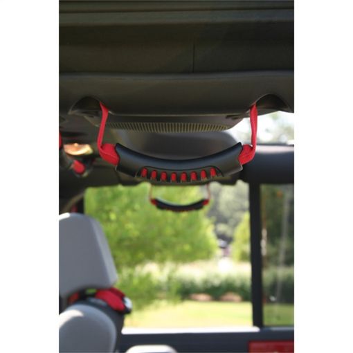 Picture of Rugged Ridge Rear Side Grab Handles Red 07 - 18 Jeep Wrangler Unlimited JK