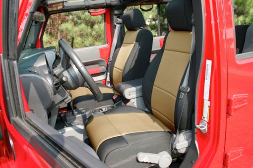 Picture of Rugged Ridge Seat Cover Kit BlackTan 11 - 18 Jeep Wrangler JK 2dr