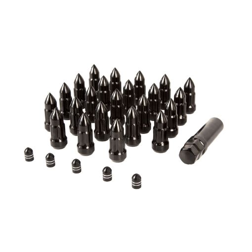 Picture of Rugged Ridge Bullet Lug Nut and Valve Stem Cap Kit Black 12 - 20