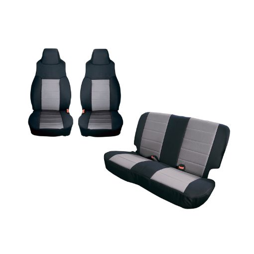 Picture of Rugged Ridge Seat Cover Kit BlackGray 97 - 02 Jeep Wrangler TJ