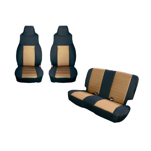 Picture of Rugged Ridge Seat Cover Kit BlackTan 03 - 06 Jeep Wrangler TJ