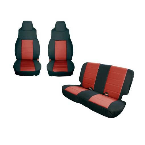 Picture of Rugged Ridge Seat Cover Kit BlackRed 03 - 06 Jeep Wrangler TJ