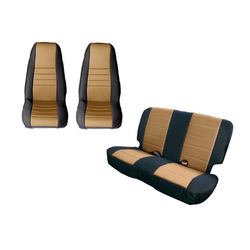 Picture of Rugged Ridge Seat Cover Kit BlackTan 80 - 90 Jeep CJYJ