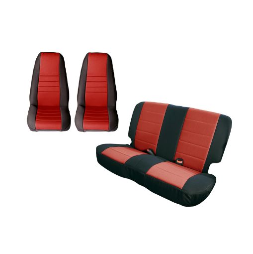 Picture of Rugged Ridge Seat Cover Kit BlackRed 80 - 90 Jeep CJYJ