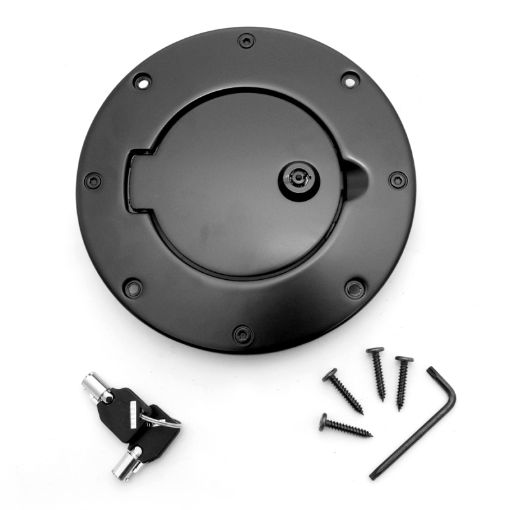 Picture of Rugged Ridge Locking Gas Cap Door Black Alum 97 - 06TJ