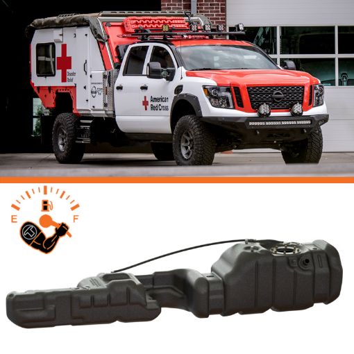 Picture of Titan Fuel Tanks 16 - 19 Nissan Titan XD Cummins Crew Cab 6ft 7in Bed 50 Gallon XXL Mid - Ship Fuel Tank