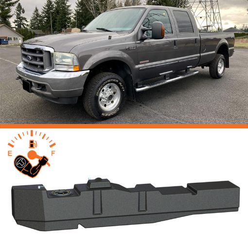 Picture of Titan Fuel Tanks 99 - 07 Ford F - 250F - 350 PowerStroke Crew Cab Long Bed 67 Gallon XXL Mid - Ship Tank