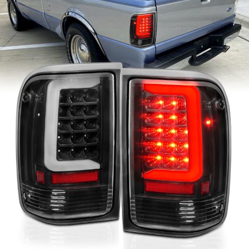 Picture of ANZO 1993 - 1997 Ford Ranger LED Tail Lights w Light Bar Black Housing Clear Lens