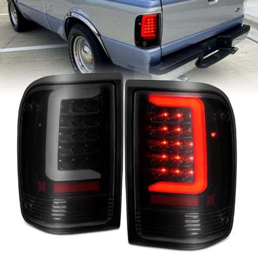 Picture of ANZO 1993 - 1997 Ford Ranger LED Tail Lights w Light Bar Black Housing Smoked Lens
