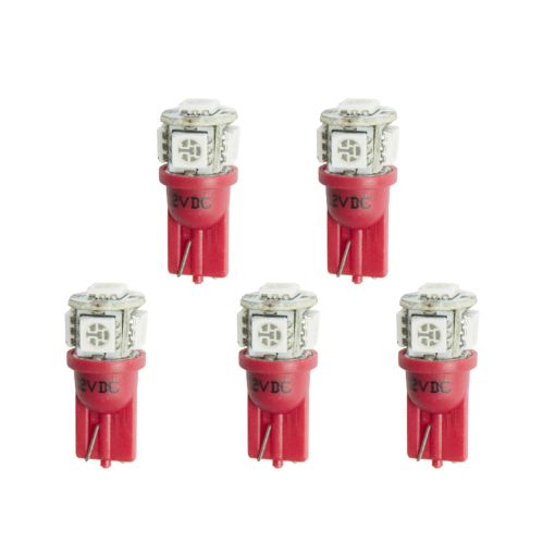 Picture of Autometer Red LED Replacement T3 Wedge Bulb Kit - Pack of 5