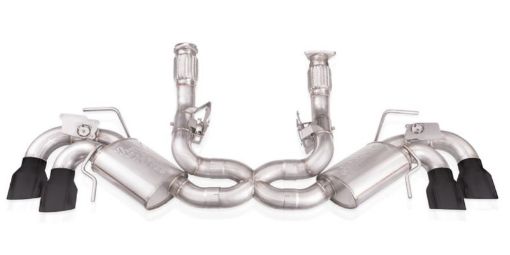 Picture of Stainless Works 20 - 21 Chevrolet Corvette C8 6.2L Redline Cat - Back Exhaust w Matte Black Tips