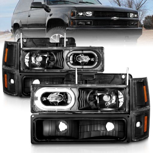 Picture of ANZO 88 - 98 Chevrolet C1500 Crystal Headlights Black Housing w Signal and Side Marker Lights