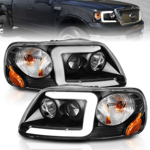 Picture of ANZO 1997 - 2003 Ford F - 150 Projector Headlights w Light Bar Black Housing