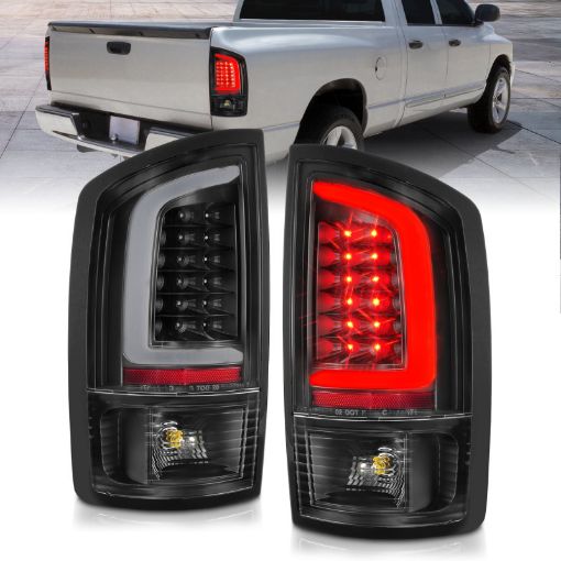 Picture of ANZO 2002 - 2006 Dodge Ram 1500 LED Tail Lights w Light Bar Black Housing Clear Lens