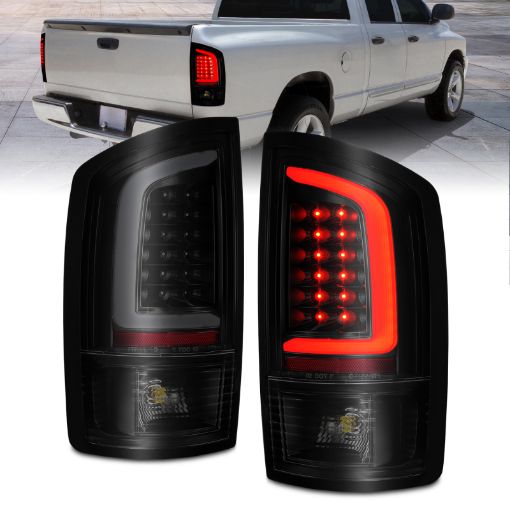 Picture of ANZO 2002 - 2006 Dodge Ram 1500 LED Tail Lights w Light Bar Black Housing Smoke Lens
