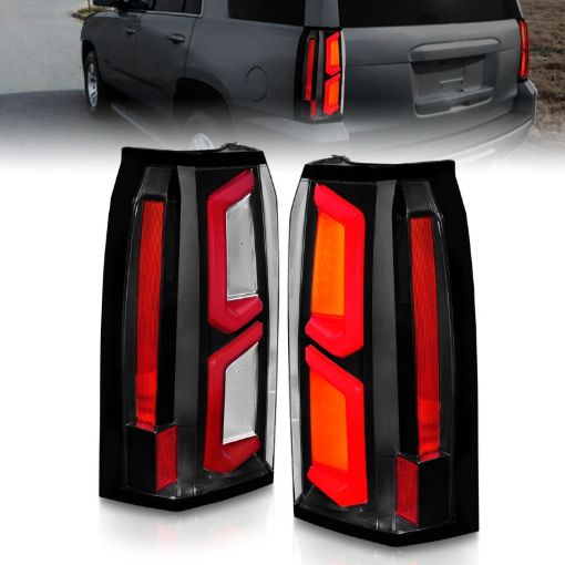 Picture of ANZO 2015 - 2020 Chevrolet Tahoe LED Tail Lights w Light Bar Black Housing Clear Lens