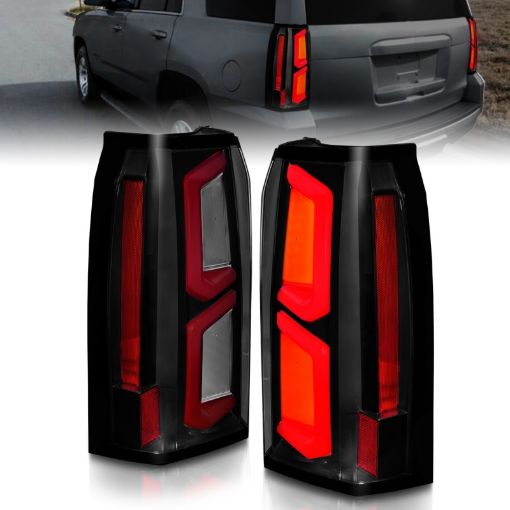 Picture of ANZO 2015 - 2020 Chevrolet Tahoe LED Tail Lights w Light Bar Black Housing Somke Lens