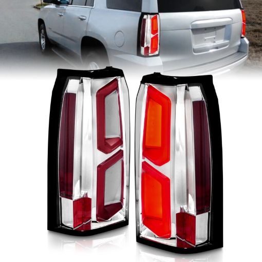 Picture of ANZO 2015 - 2020 Chevrolet Tahoe LED Tail Lights w Light Bar Chrome Housing Clear Lens