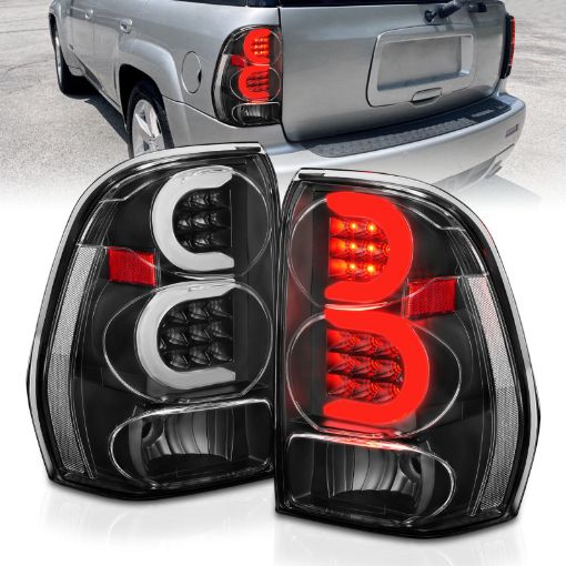 Picture of ANZO 2002 - 2009 Chevrolet Trailblazer LED Tail Lights w Light Bar Black Housing Clear Lens