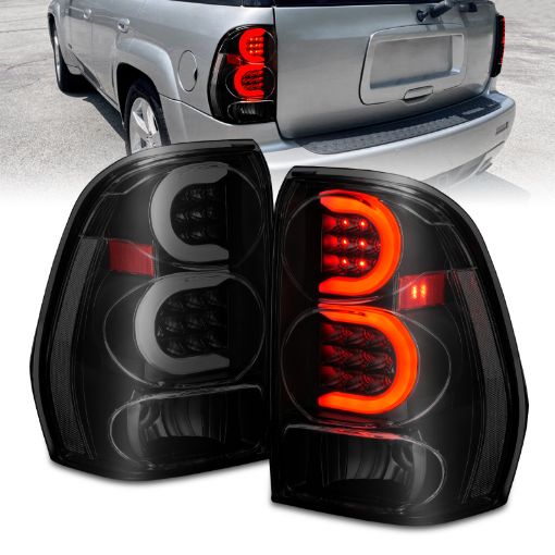 Picture of ANZO 2002 - 2009 Chevrolet Trailblazer LED Tail Lights w Light Bar Black Housing Smoke Lens