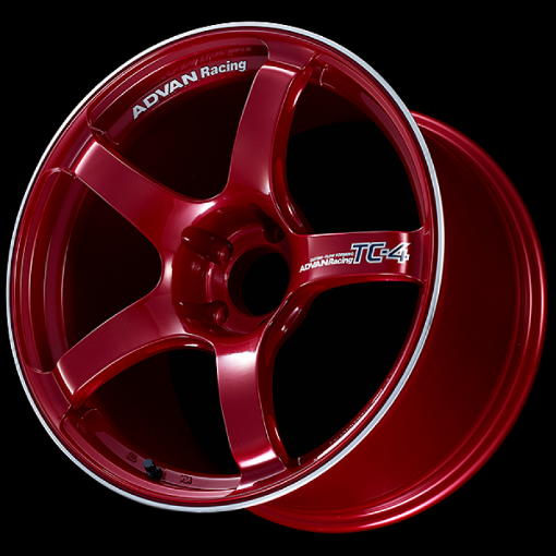 Picture of Advan TC4 18x9 25 5 - 114.3 Racing Candy Red and Ring Wheel