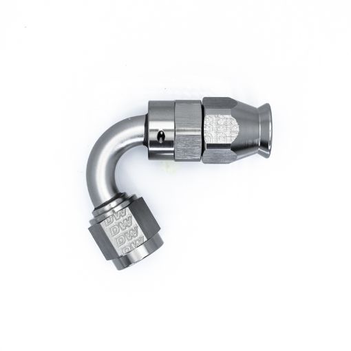 Picture of DeatschWerks 6AN Female Flare Swivel 120 - degree Hose End - PTFE