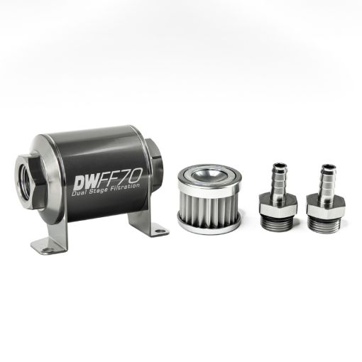 Picture of DeatschWerks Stainless Steel 38in 5 Micron Universal Inline Fuel Filter Housing Kit (70mm)