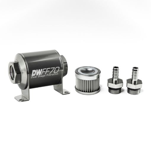 Picture of DeatschWerks Stainless Steel 38in 10 Micron Universal Inline Fuel Filter Housing Kit (70mm)