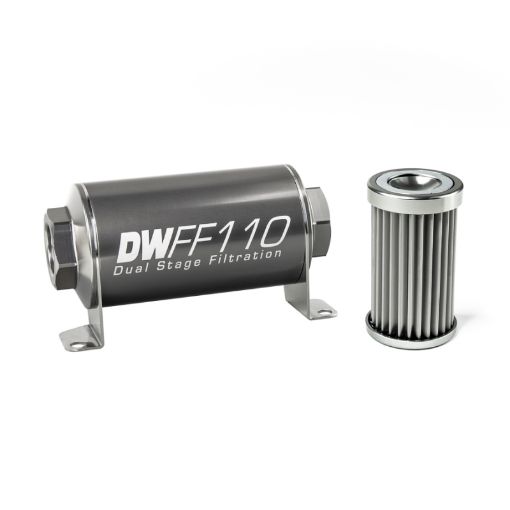 Picture of DeatschWerks Stainless Steel 5 Micron Universal Inline Fuel Filter Housing Kit (110mm)