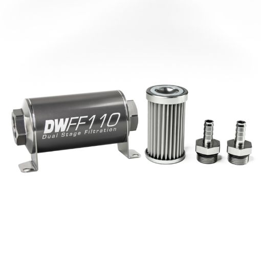 Picture of DeatschWerks Stainless Steel 38in 5 Micron Universal Inline Fuel Filter Housing Kit (110mm)