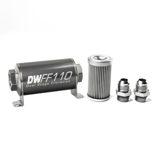 Picture of DeatschWerks Stainless Steel 10AN 10 Micron Universal Inline Fuel Filter Housing Kit (110mm)
