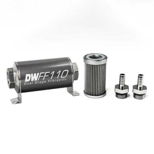 Picture of DeatschWerks Stainless Steel 38in 40 Micron Universal Inline Fuel Filter Housing Kit (110mm)