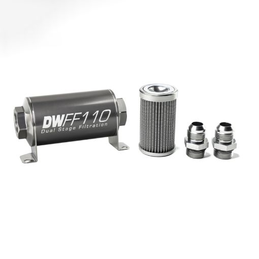 Picture of DeatschWerks Stainless Steel 10AN 100 Micron Universal Inline Fuel Filter Housing Kit (110mm)