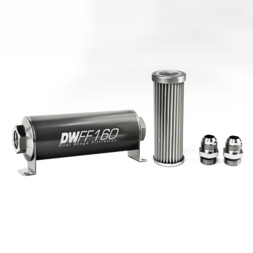 Picture of DeatschWerks Stainless Steel 10AN 5 Micron Universal Inline Fuel Filter Housing Kit (160mm)