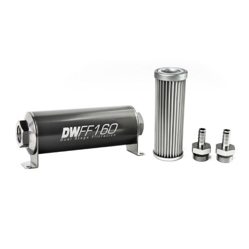 Picture of DeatschWerks Stainless Steel 38in 5 Micron Universal Inline Fuel Filter Housing Kit (160mm)