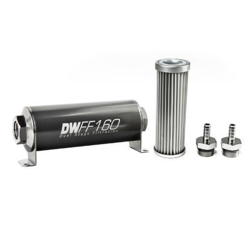 Picture of DeatschWerks Stainless Steel 516in 5 Micron Universal Inline Fuel Filter Housing Kit (160mm)