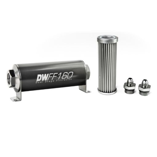 Picture of DeatschWerks Stainless Steel 6AN 5 Micron Universal Inline Fuel Filter Housing Kit (160mm)