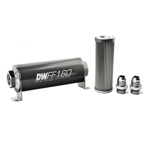 Picture of DeatschWerks Stainless Steel 10AN 10 Micron Universal Inline Fuel Filter Housing Kit (160mm)