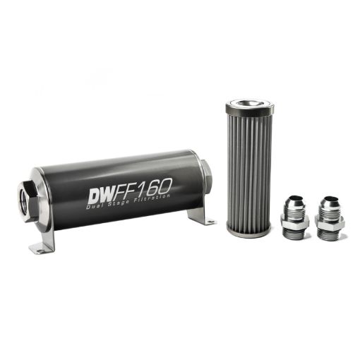 Picture of DeatschWerks Stainless Steel 10AN 40 Micron Universal Inline Fuel Filter Housing Kit (160mm)