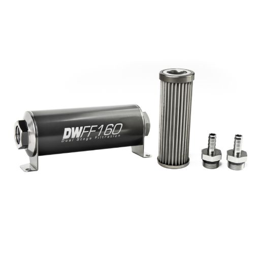 Picture of DeatschWerks Stainless Steel 38in 40 Micron Universal Inline Fuel Filter Housing Kit (160mm)