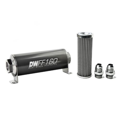 Picture of DeatschWerks Stainless Steel 10AN 100 Micron Universal Inline Fuel Filter Housing Kit (160mm)