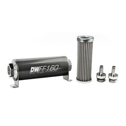 Picture of DeatschWerks Stainless Steel 38in 100 Micron Universal Inline Fuel Filter Housing Kit (160mm)