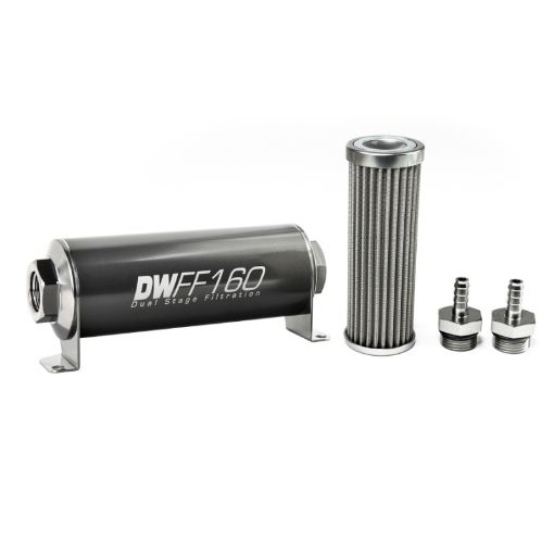 Picture of DeatschWerks Stainless Steel 516in 100 Micron Universal Inline Fuel Filter Housing Kit (160mm)